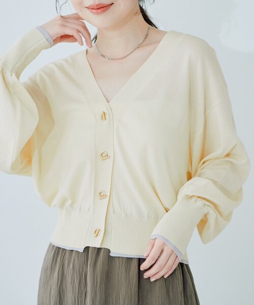 「natural couture」 ニットカーディガン FREE ライトグレー レディース_画像3