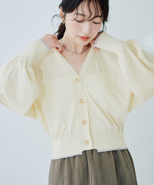 「natural couture」 ニットカーディガン FREE ライトグレー レディース_画像5