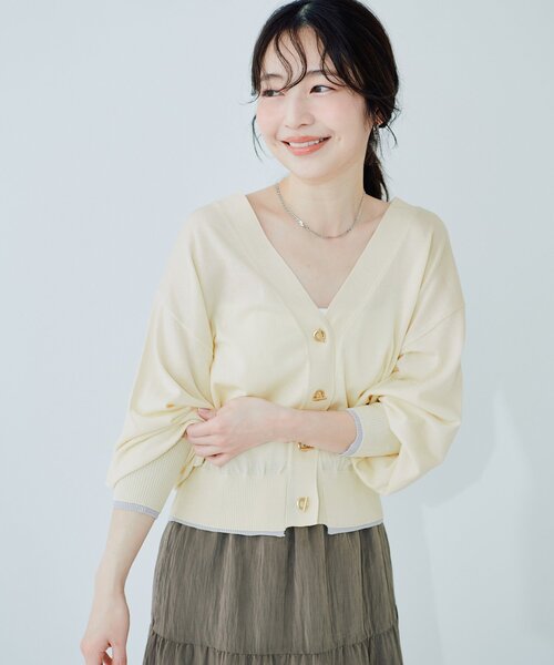 「natural couture」 ニットカーディガン FREE ライトグレー レディース_画像6