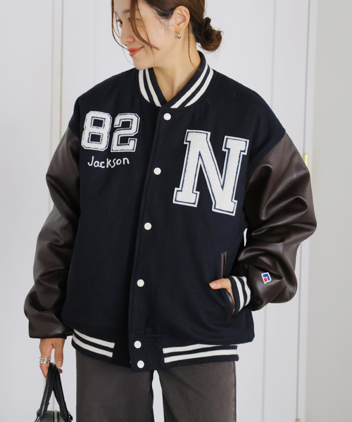【レア美品】帝京大学ラグビー部ジャンバー（厚） Russell Athletic（ラッセル アスレティック） スタジャン 別注