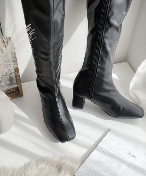 AmiAmi（アミアミ） ブーツ 太ヒールストレッチロングブーツ