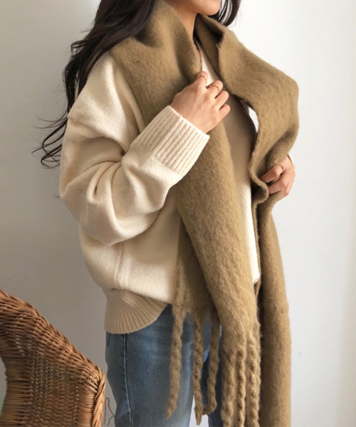 HARE ベージュ マフラー em8587-01_1.jpg