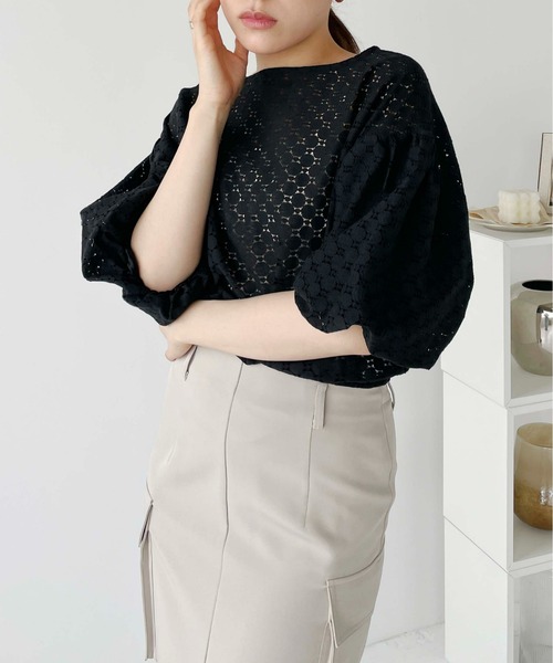シャツ ブラウス レースボートネックプルオーバー : ZOZOTOWN Yahoo!店