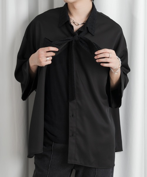 Adoon plain シャツ 「Adoon 」レースボウタイシャツ メンズ