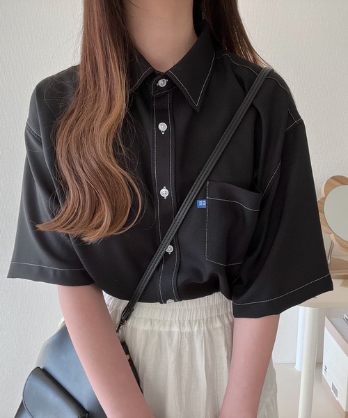 MACHATT Vネックステッチシャツ ベージュ ブラウス シャツ ステッチシャツ レディース : ZOZOTOWN Yahoo