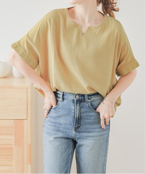 EMILY YV ピンク ギャザースリーブ デザインシャツ 楽天市場】【EMILY 