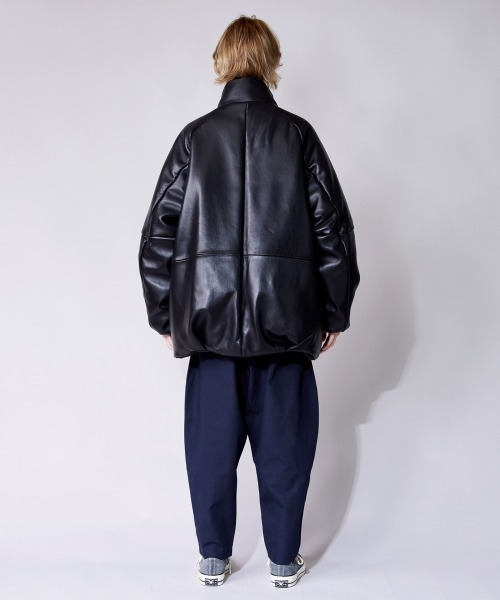 cruciani クルチアーニ　レザー　ツイード　ダウン　ジャケット　黒 cruciani クルチアーニ レザー ツイード ダウン ジャケット 黒