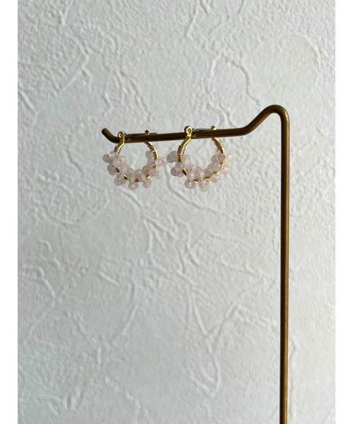 TONE（トネ） ピアス 「jebi」天然石のフープピアス（チタンポスト