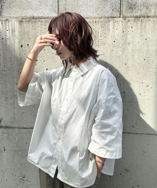 LBC ブラウス シャツ タイプライター半袖BOXシャツ レディース