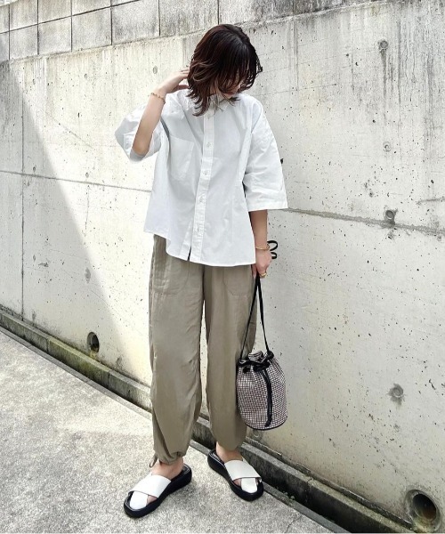 LBC ブラウス シャツ タイプライター半袖BOXシャツ レディース