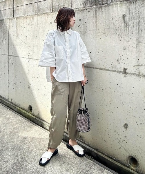 ブラウス シャツ タイプラー シャツ レディース メンズ LBC ブラウス シャツ タイプライター半袖BOXシャツ レディース