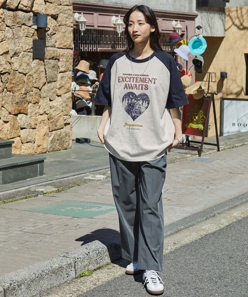 MONO-MART tシャツ グラフィックアソートプリント ラグラン半袖T