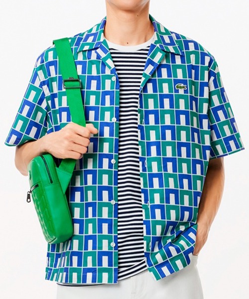 Roots Men's☆ ロゴポケット・オーガニックコットン半袖シャツ オーガニックコットン パッチワーク風刺繍 長袖シャツ（MEN新着