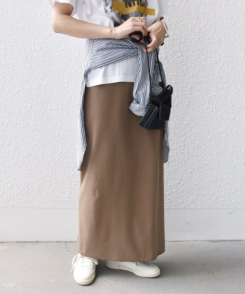 スカート リネンブレンドイージーフレアスカート スピックアンドスパン