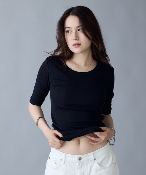 tシャツ R.P.miller/ミラー PANELRIB polo S/S tee Tシャツ レディース Robert P. Miller tシャツ R.P.miller/ミラー パネルリブH/S 5分