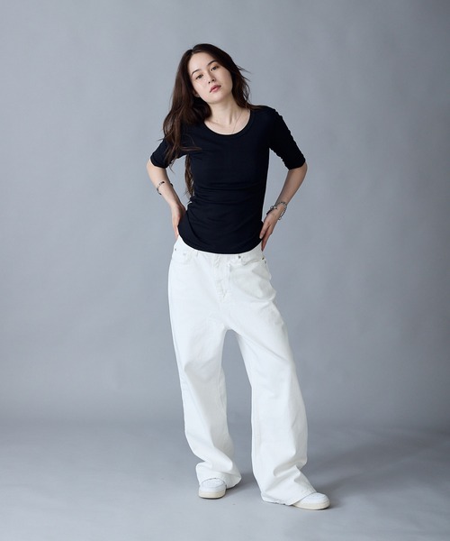 tシャツ R.P.miller/ミラー PANELRIB polo S/S tee Tシャツ レディース Robert P. Miller tシャツ R.P.miller/ミラー パネルリブH/S 5分