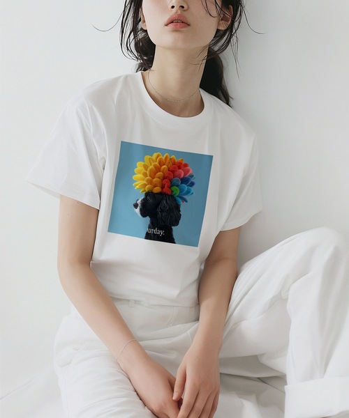 tシャツ urday / Black Dog / フォトTシャツ レディース メンズ MAMIAN tシャツ urday / Black Dog フォトTシャツ レディース