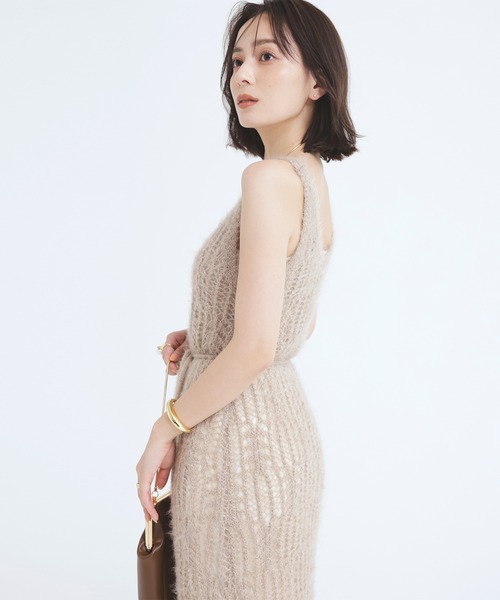 【新品】ラメニットワンピース anuans（アニュアンス） ワンピース エアリーラメニットワンピース