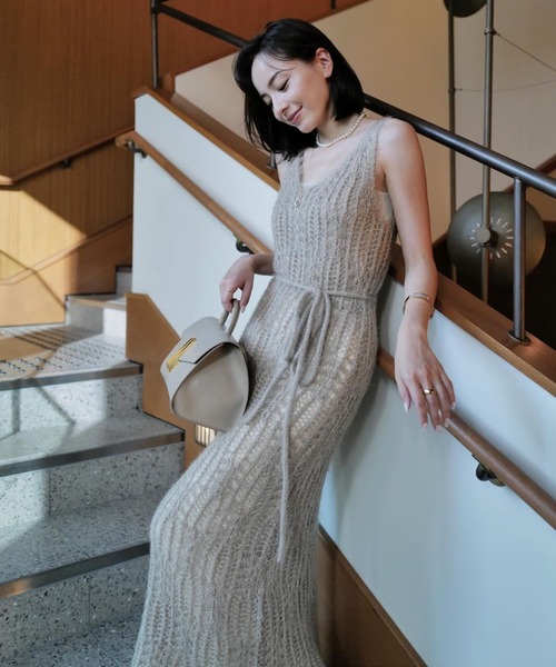 anuans（アニュアンス） ワンピース エアリーラメニットワンピース