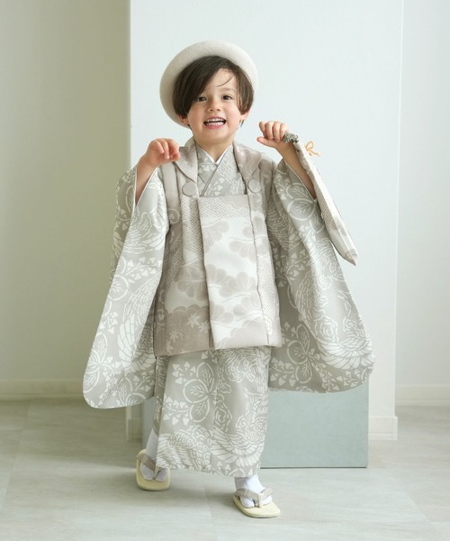 utataneひよこ商店　3歳七五三セット utatane 着物 七五三3歳用被布コートセット 男の子 ひよこ商店