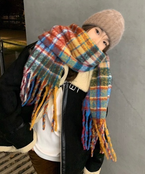 Sibra（シブラ） マフラー ストール マフラー チェック柄 大判