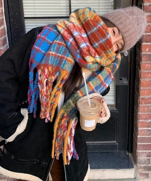 Sibra（シブラ） マフラー ストール マフラー チェック柄 大判