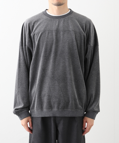 ネイビー クルーネック ベロア調 スウェット 10．0oz クルーネック スウェット（裏パイル）＜アダルト