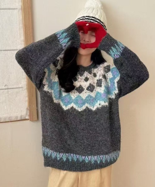 GEMEDA ニット セーター 「新色展開」ノルディックパターンニット
