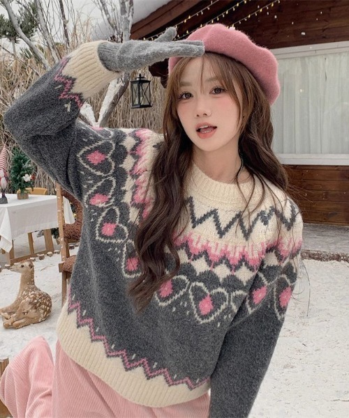 GEMEDA ニット セーター 「新色展開」ノルディックパターンニット