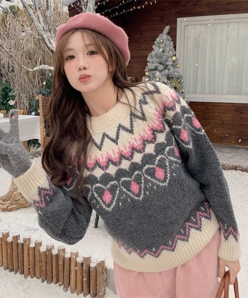 GEMEDA ニット セーター 「新色展開」ノルディックパターンニット