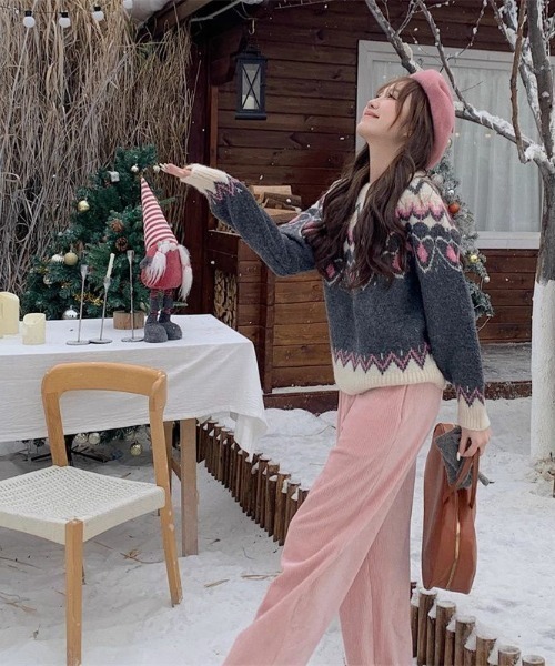 GEMEDA ニット セーター 「新色展開」ノルディックパターンニット