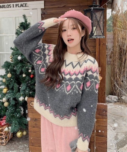 GEMEDA ニット セーター 「新色展開」ノルディックパターンニット