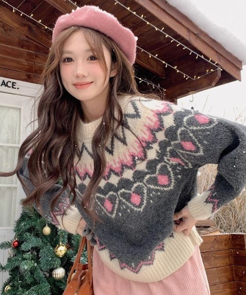 GEMEDA ニット セーター 「新色展開」ノルディックパターンニット