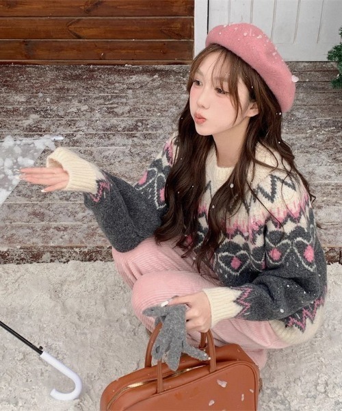 GEMEDA ニット セーター 「新色展開」ノルディックパターンニット