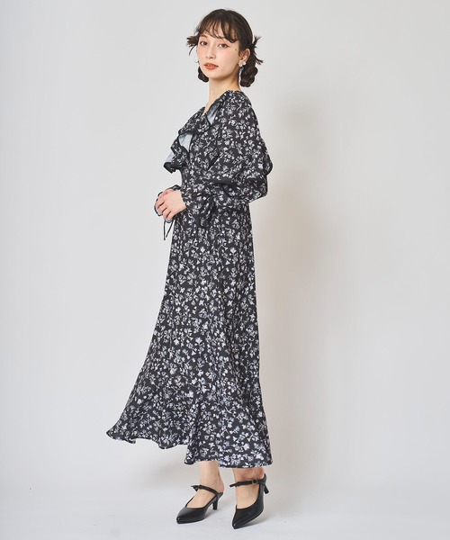 ワンピース フラワープリントフリルワンピース グレースコンチネンタル