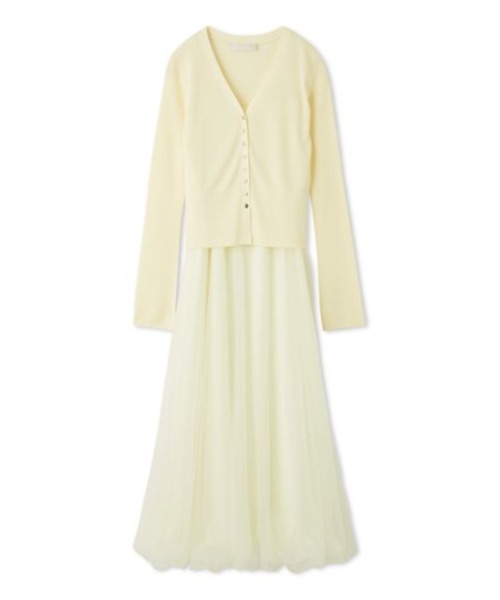 【美品】CELFORD バルーンチュールワンピース＆カーディガン　38 CELFORD｜バルーンチュールワンピース&カーディガン | Rakuten