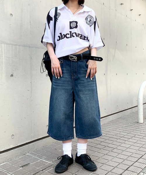 lilful ハーフパンツ ワイドパンツ ジーンズ デニム デニムパンツ