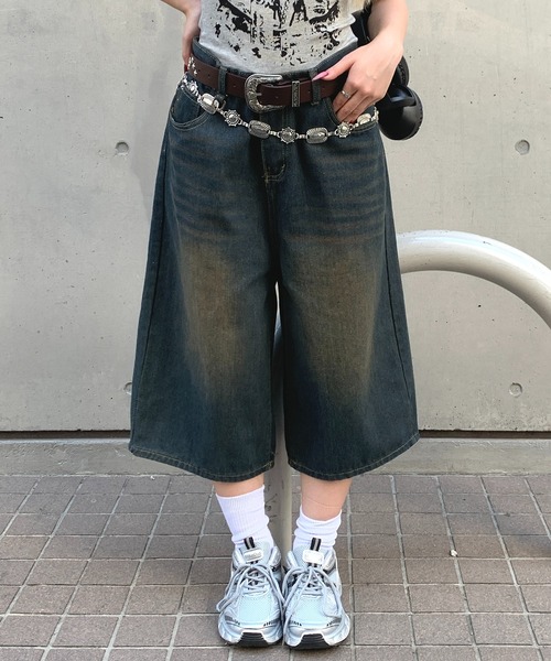 lilful ハーフパンツ ワイドパンツ ジーンズ デニム デニムパンツ
