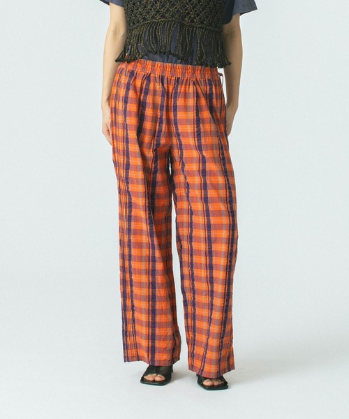ROSE BUD パンツ CHECK SUCKER EASY PANTS レディース