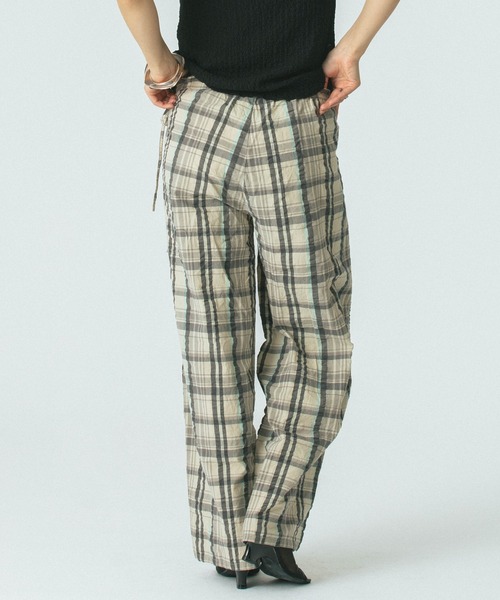 ちょこページ ROSE BUD パンツ CHECK SUCKER EASY PANTS レディース