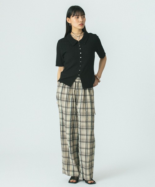 ROSE BUD パンツ CHECK SUCKER EASY PANTS レディース
