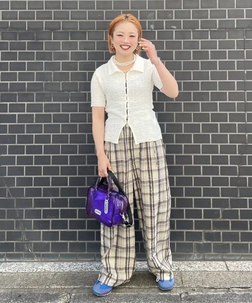 ROSE BUD パンツ CHECK SUCKER EASY PANTS レディース