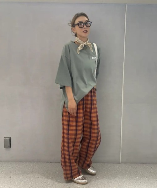 ROSE BUD パンツ CHECK SUCKER EASY PANTS レディース