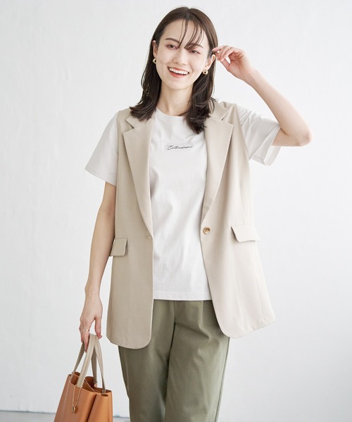 S（ikka／レディースベスト、ジレ）（色：ベージュ系