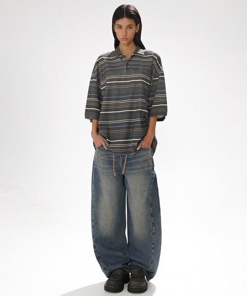 MASONPRINCE ジーンズ ルーズフィット 裾ダメージ デニムパンツ