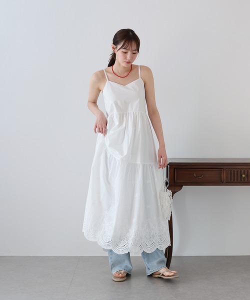 新品 BLUEEAST コットンレースキャミワンピース サックスブルーshort ブルーイースト BLUEEAST コットンレースキャミワンピース