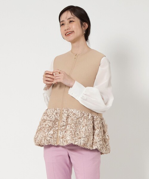 UNITED ARROWS ベスト ジレ フラワー サテン コンビ レディース
