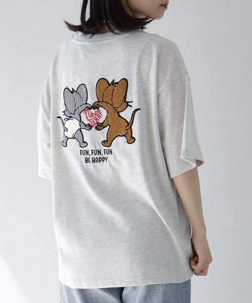 tシャツ 「Tom ＆ Jerry/トム ジェリー」サガラ刺繍ハーフ