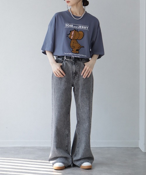 tシャツ 「Tom ＆ Jerry/トム ジェリー」サガラ刺繍ハーフスリーブT