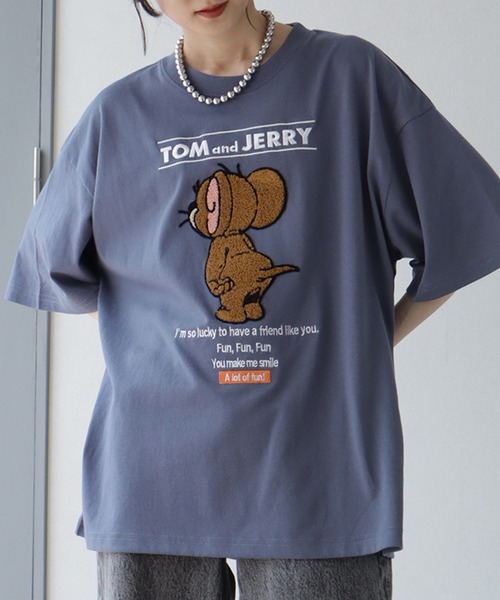 tシャツ 「Tom ＆ Jerry/トム ジェリー」サガラ刺繍ハーフスリーブT
